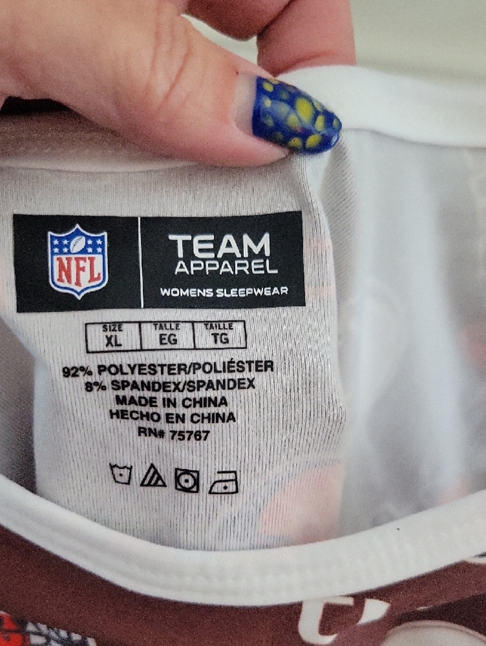 NFL Team Apparel White-Trim Sleepwear Top - Brown & White NWOT - Picture 2 of 3